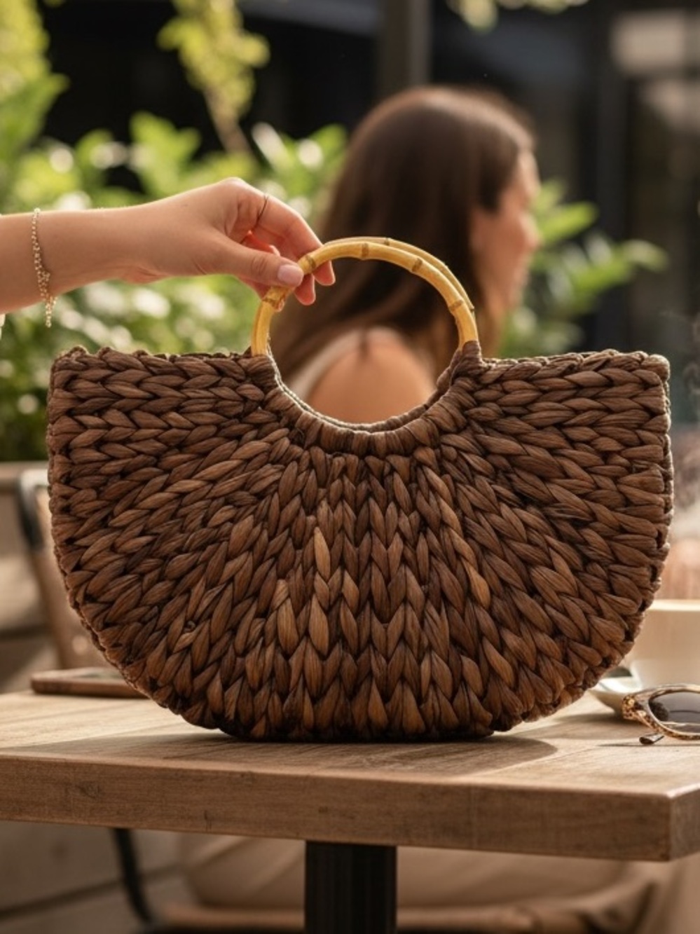 La Senza Woven Crescent Straw Hand Bag - Picture 2 of 11